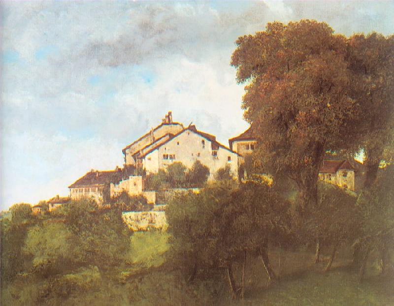 Courbet, Gustave The Houses of the Chateau D Ornans Norge oil painting art